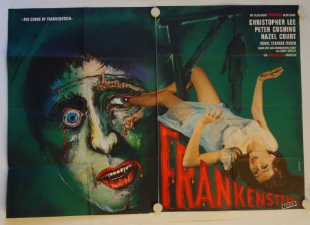 The Curse of Frankenstein re-release german doublepanel movie poster